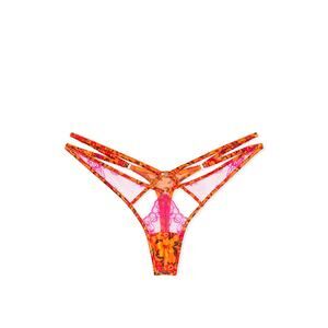 Victoria's Secret Tropical Satin Lace High-Leg Strappy Thong Panty Size Small